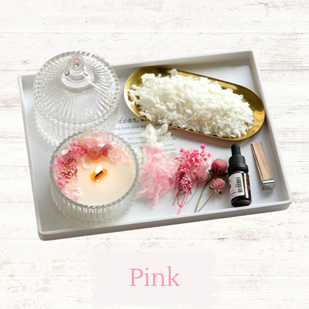 永生花白色香氛蠟燭玻璃杯工作坊