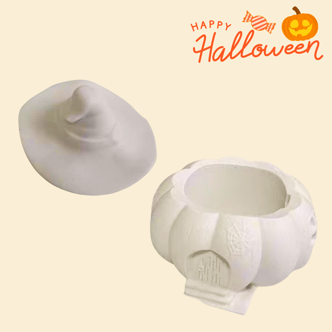 Halloween | Handmade painting | White plaster DIY material package | Pumpkin hut storage jar | Children's handmade