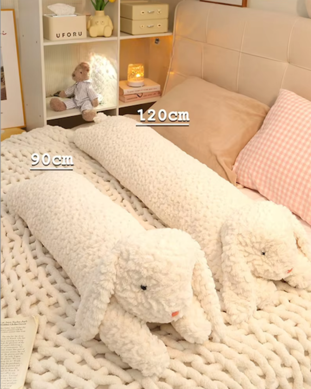 Large Rabbit Bear Body Pillow | Cute Stuffed Animal Sleeping Cushion for Bed or Chair |HomeHato