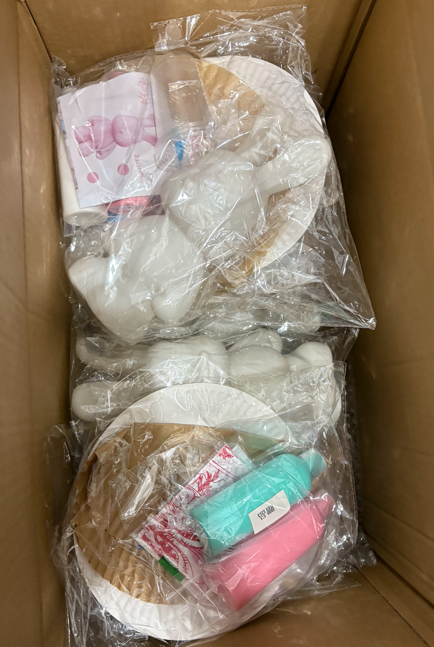 23cm Rabbit Fluid (Can Store Money) White Embryo | Easter DIY Material Pack | Blue and White