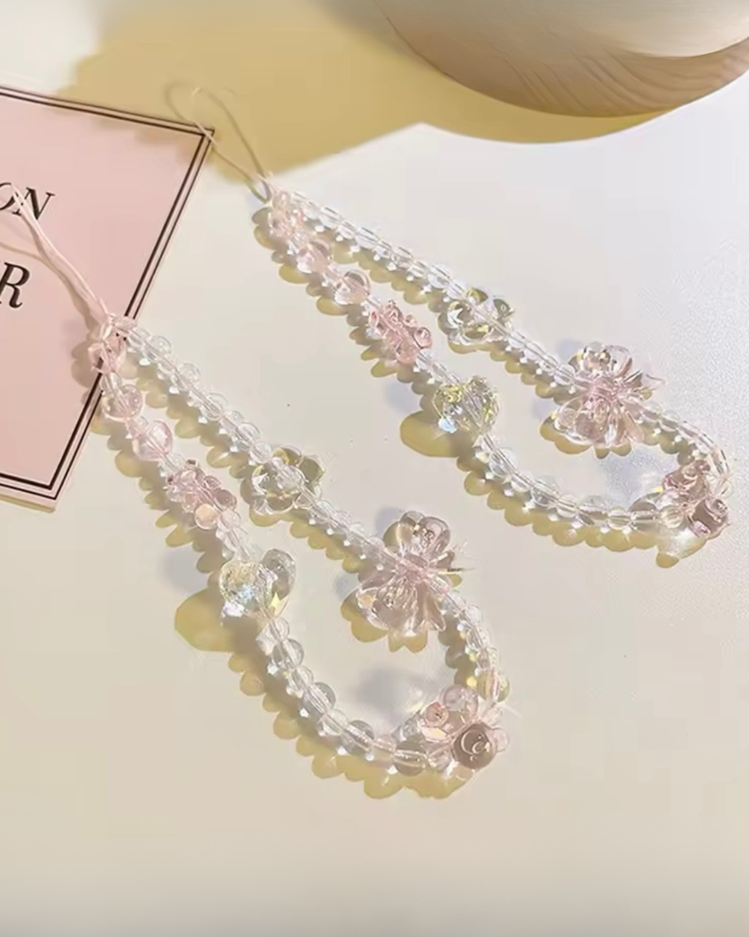 Pink Butterfly Charm Lanyard | Cute Korean Style Phone Strap for Women |HomeHato