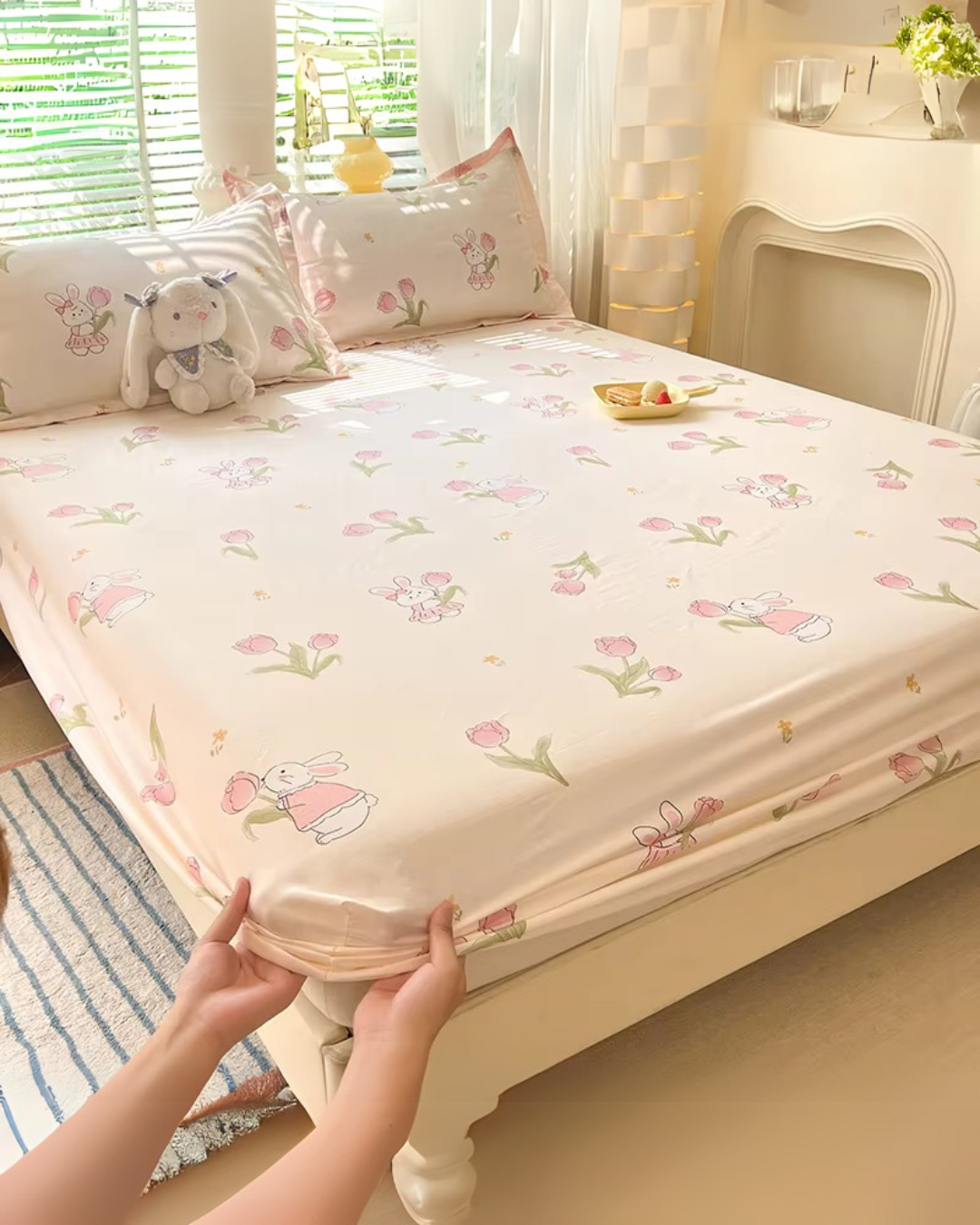 Floral Cotton Fitted Sheet | Soft & Elastic – Skin-Friendly Bed Linen for Home Comfort (No Pillowcase) |HomeHato