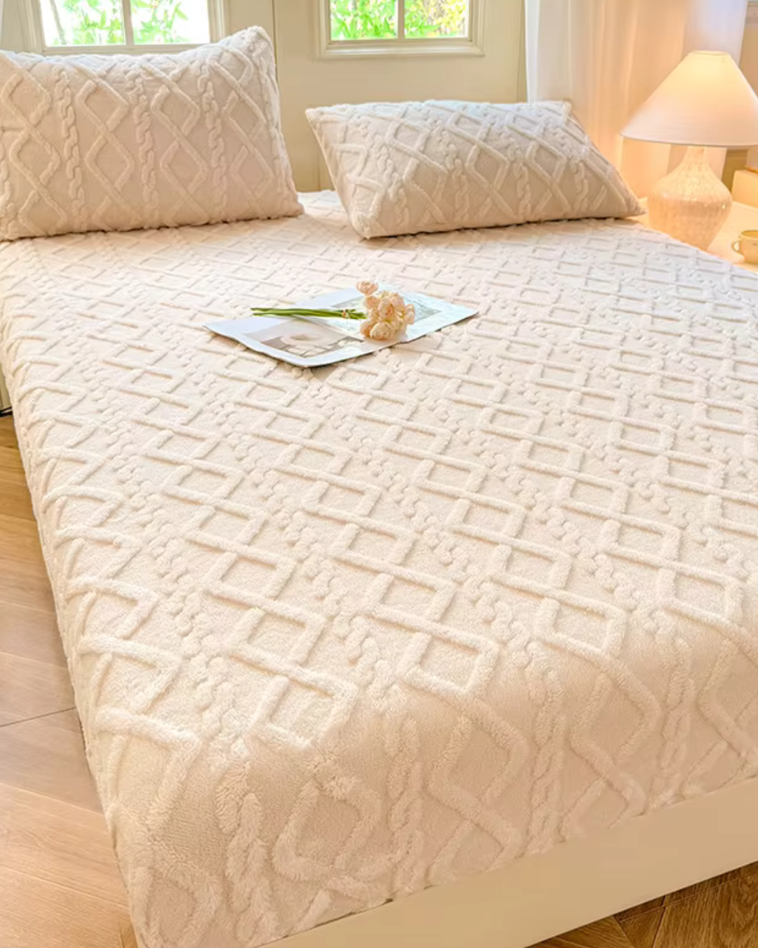 Winter Warm Fleece Fitted Sheet | Soft & Elastic – Single/Queen/King Size Bed Cover(No Pillowcase) |HomeHato