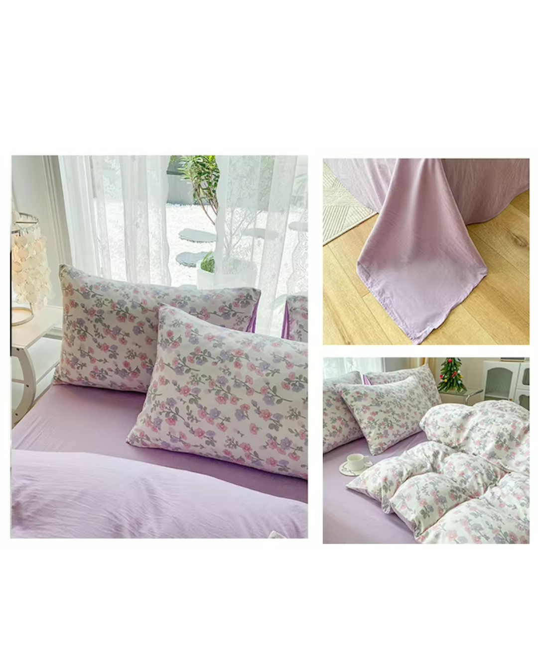 3-Piece Floral Heart Duvet Cover Set | Cartoon Print Bedding – a duvet cover and a pair of pillowcases (no padding) (no padding) |HomeHato