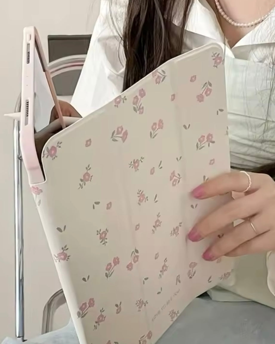 Floral Tri-fold iPad Case - Protective Cover for iPad 5th 6th Air1 Air2 Pro |HomeHato