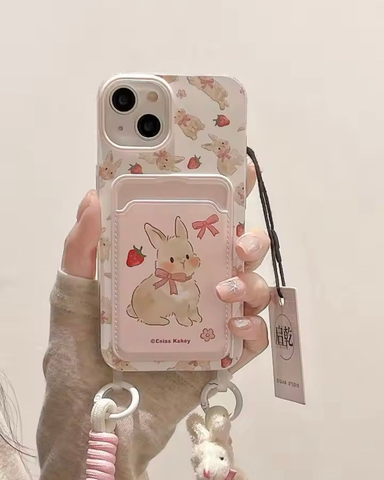Strawberry Rabbit Silicone Phone Case For iPhone 14 Pro Max 15 11 12 13 XR 8 7 Plus X XS SE 2020 2022 Soft Silicone Cover |HomeHato