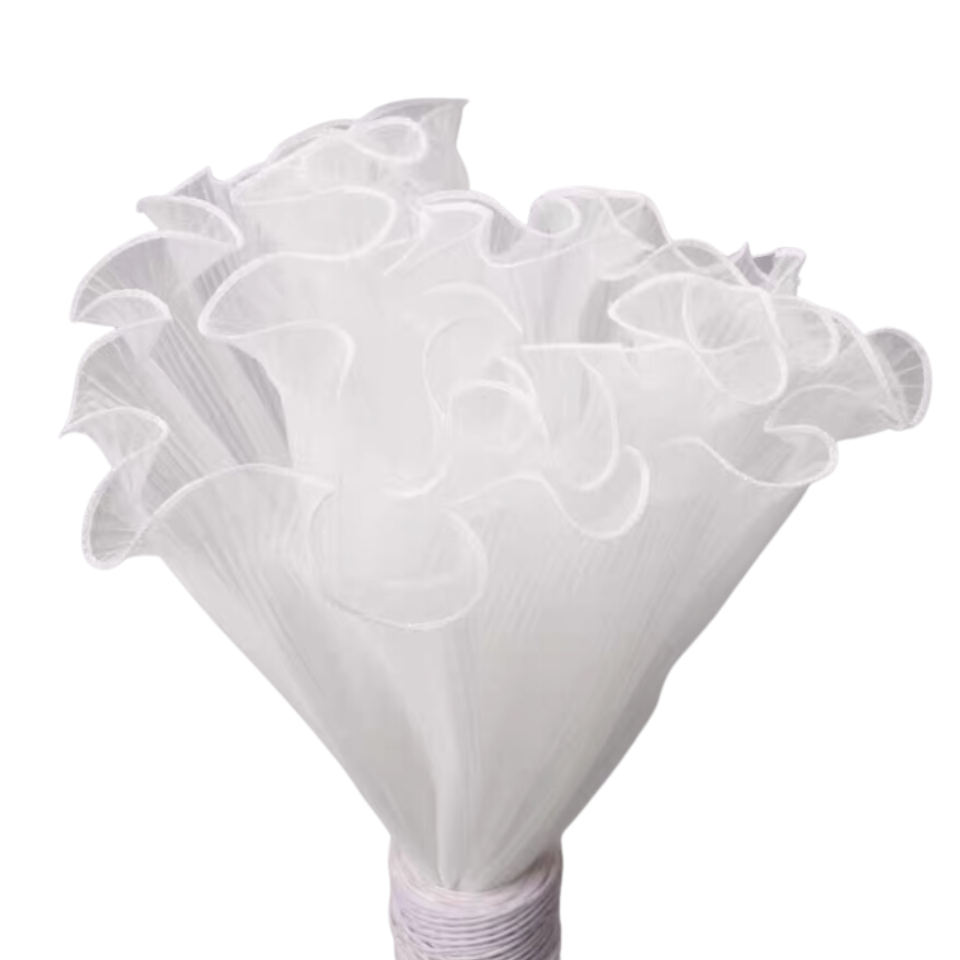 Flower wrapping paper | white pleated floral yarn