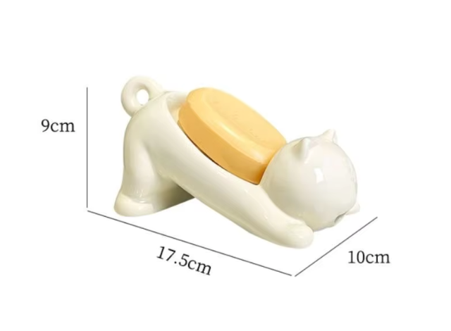 Cartoon Cat Soap Dish - Draining Bathroom Storage Holder |HomeHato