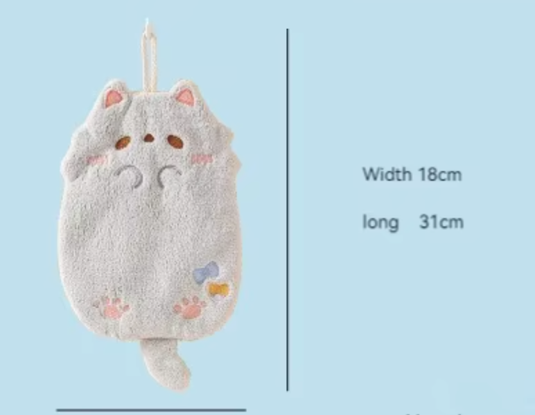 Cartoon Tanuki Hanging Hand Towel - Absorbent Coral Velvet for Kitchen & Bath |HomeHato