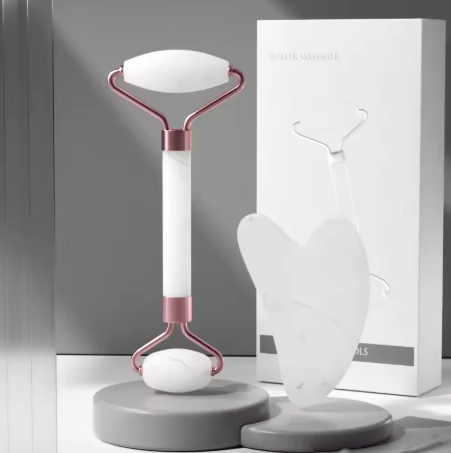 Pink | White Gua Sha & Face Roller Set | Facial Lifting & Skin Care Tools |HomeHato