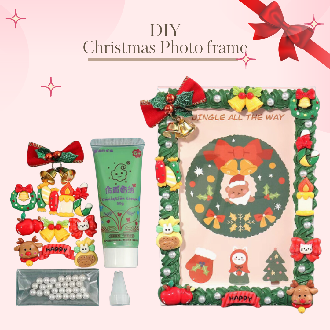 Christmas | Cream Glue Photo Frame DIY Handmade Material Kit (Green)