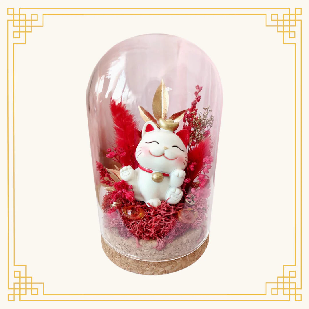 Opening gift | New Year's lucky cat glass ball red (long glass ball) | Customized handmade gift
