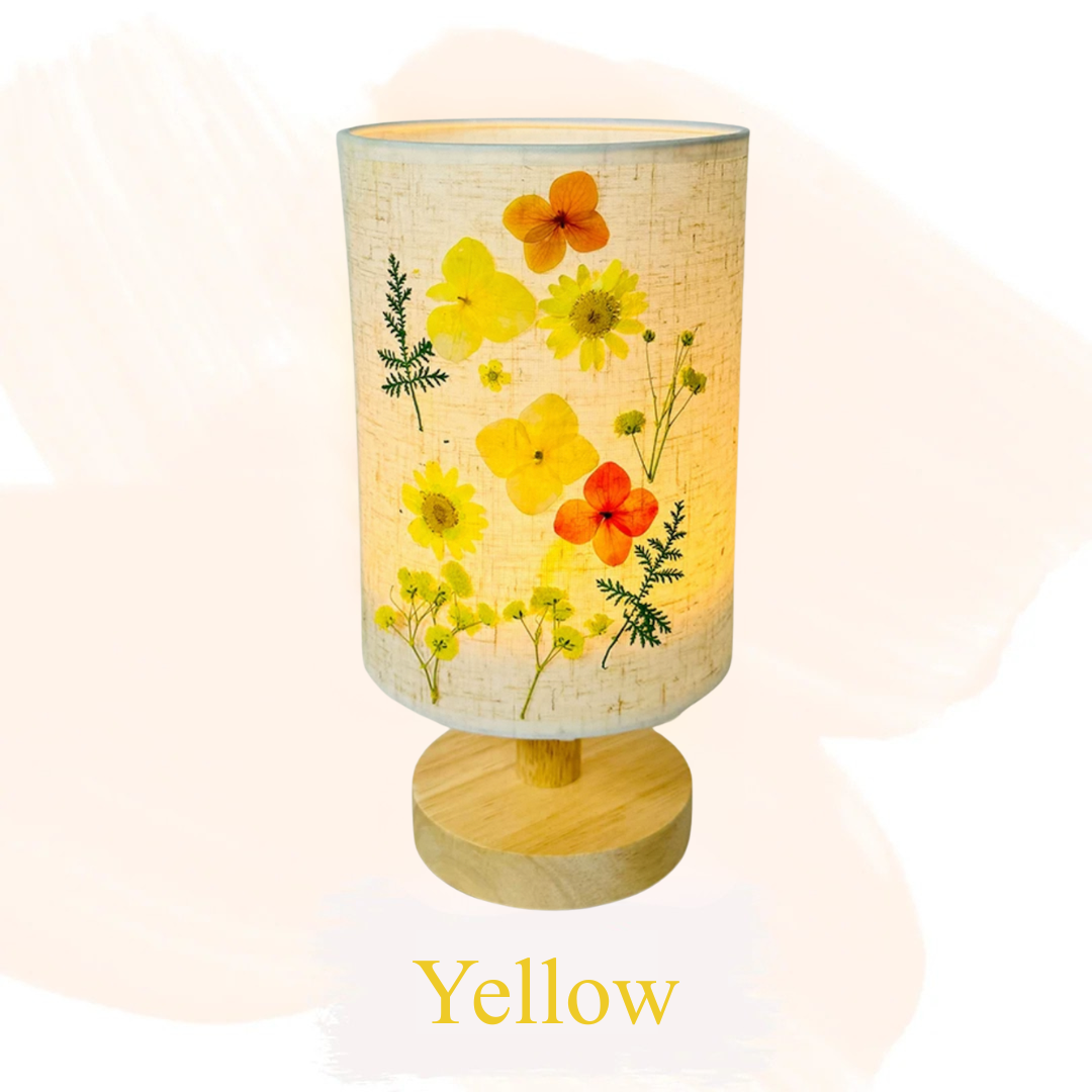 Retro Dried Flower Embossed Night Light Table Lamp Material Kit | Yellow Series | Handmade DIY Material Kit | Children's Mother's Day Parent-Child Student Company Group Interest Class Simple DIY Handmade Workshop