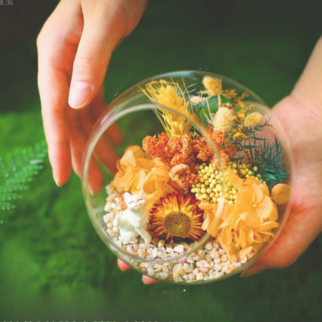 Night Light Glass Ball Everlasting Flower DIY Material Kit | Purple