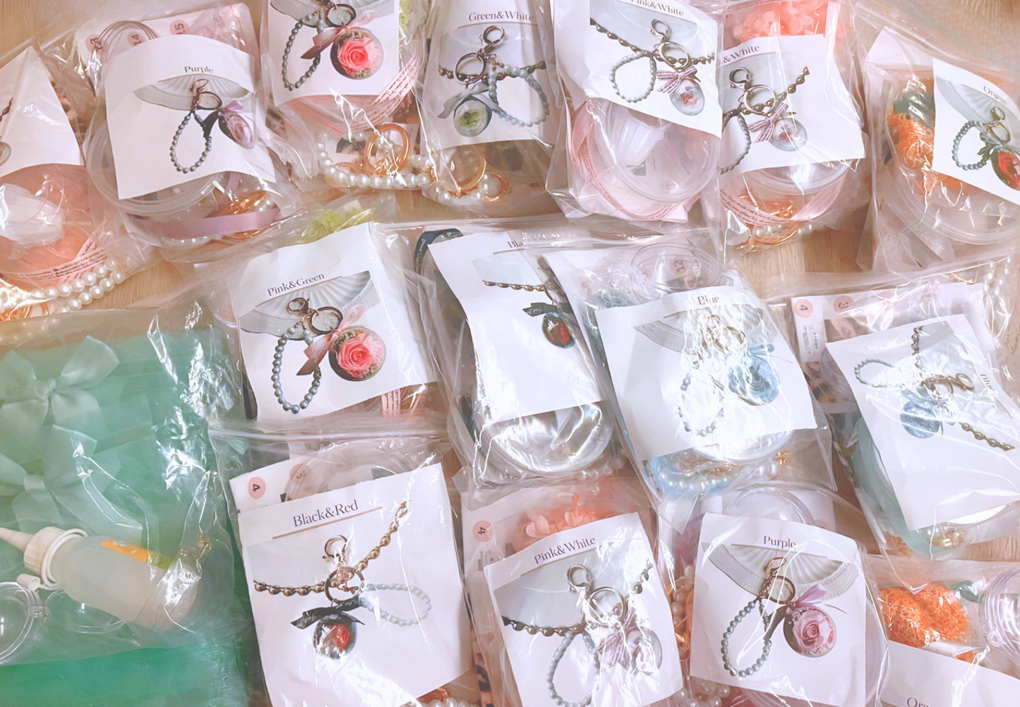 永生花鎖匙扣DIY材料包|奧斯汀|Black&Red