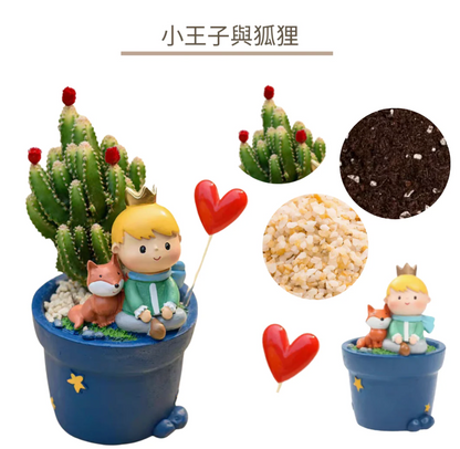 Succulent potted plants|The Little Prince|The Little Prince and the Fox