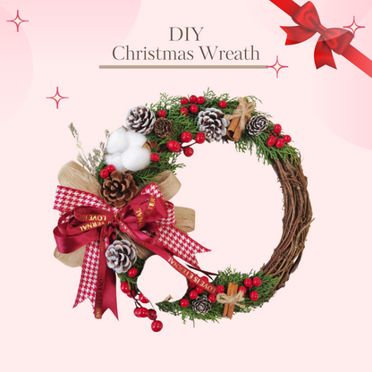 聖誕花環藤圈手作材料包|Christmas Wreath DIY|圓形花圈