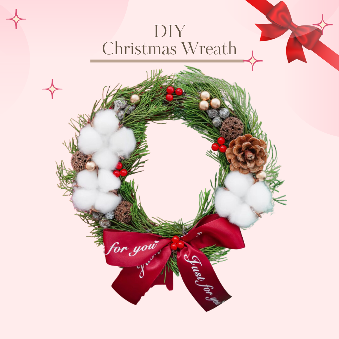 聖誕花環藤圈手作材料包|Christmas Wreath DIY|圓形花圈