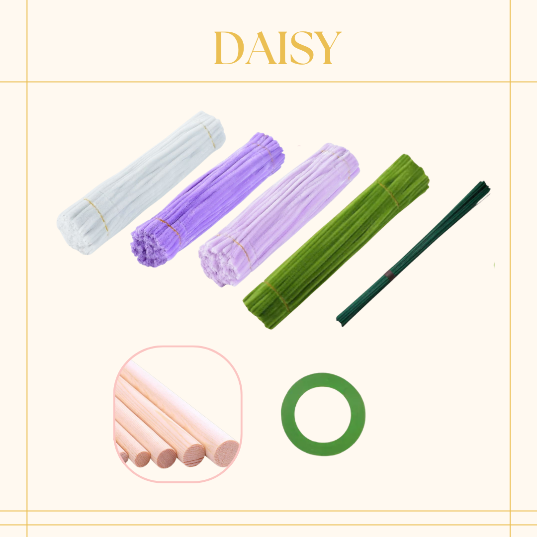 [不需要用熱溶膠製作] 扭扭棒|DIY材料包|小雛菊(紫色系列)