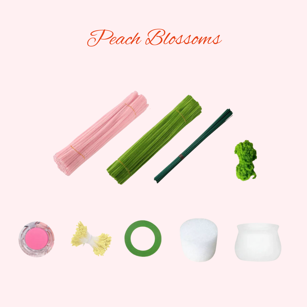 [不需要用熱溶膠製作] 新年扭扭棒|DIY材料包|小桃花盆栽