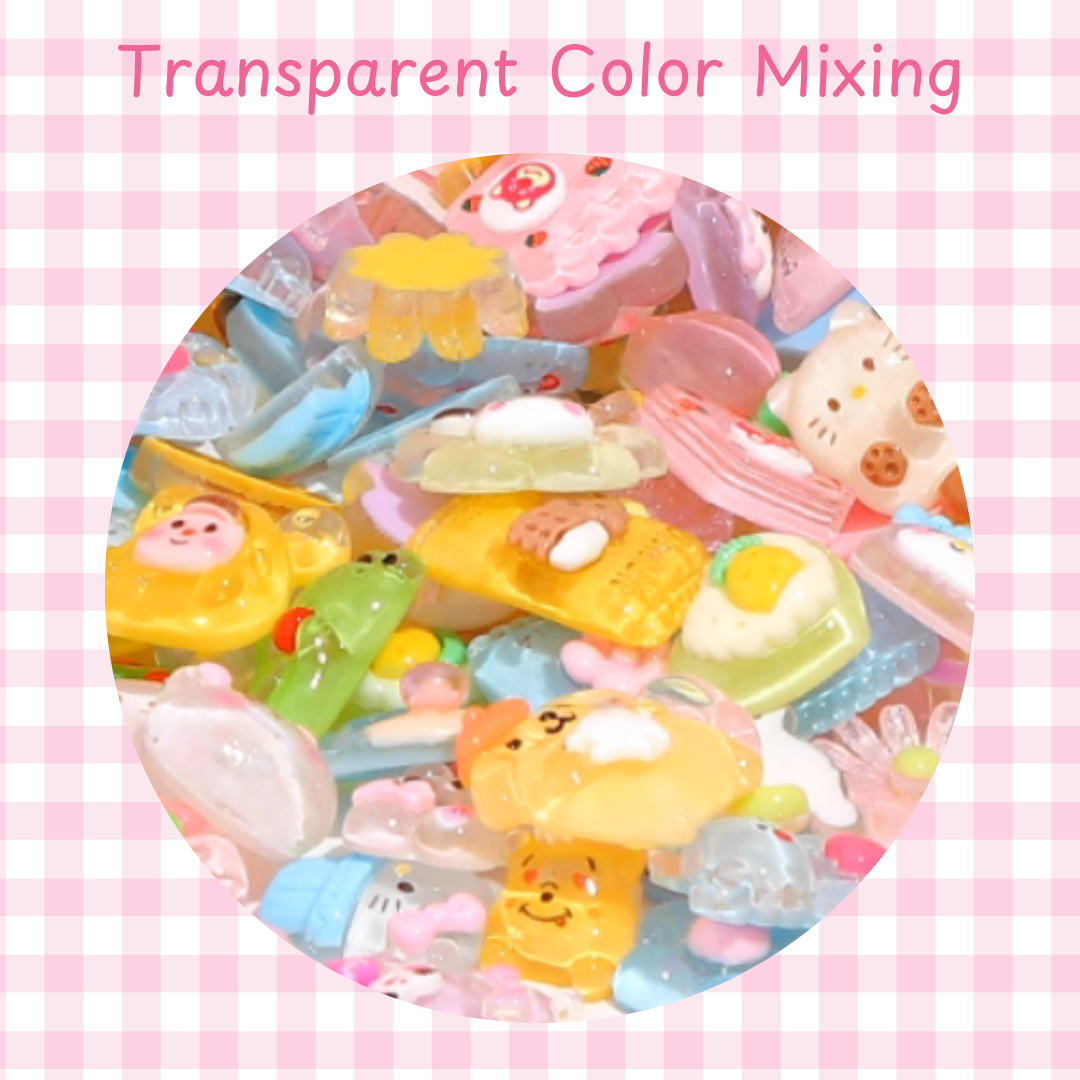 Ready-made cream glue resin doll small doll grain DIY accessories (multi-color series) (pink, yellow, white, purple and blue)