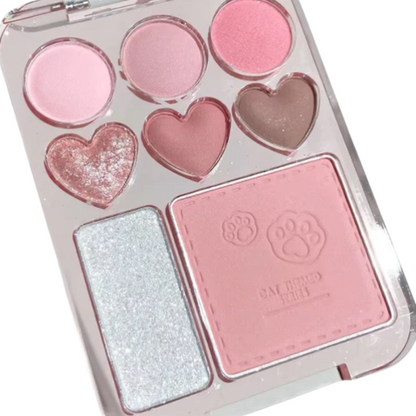 8-Color Heart Eyeshadow Palette | Pink & Orange Blush & Highlighter |HomeHato