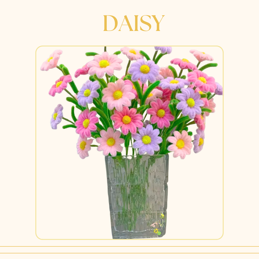 [不需要用熱溶膠製作] 扭扭棒|DIY材料包|小雛菊(粉紅色系列)