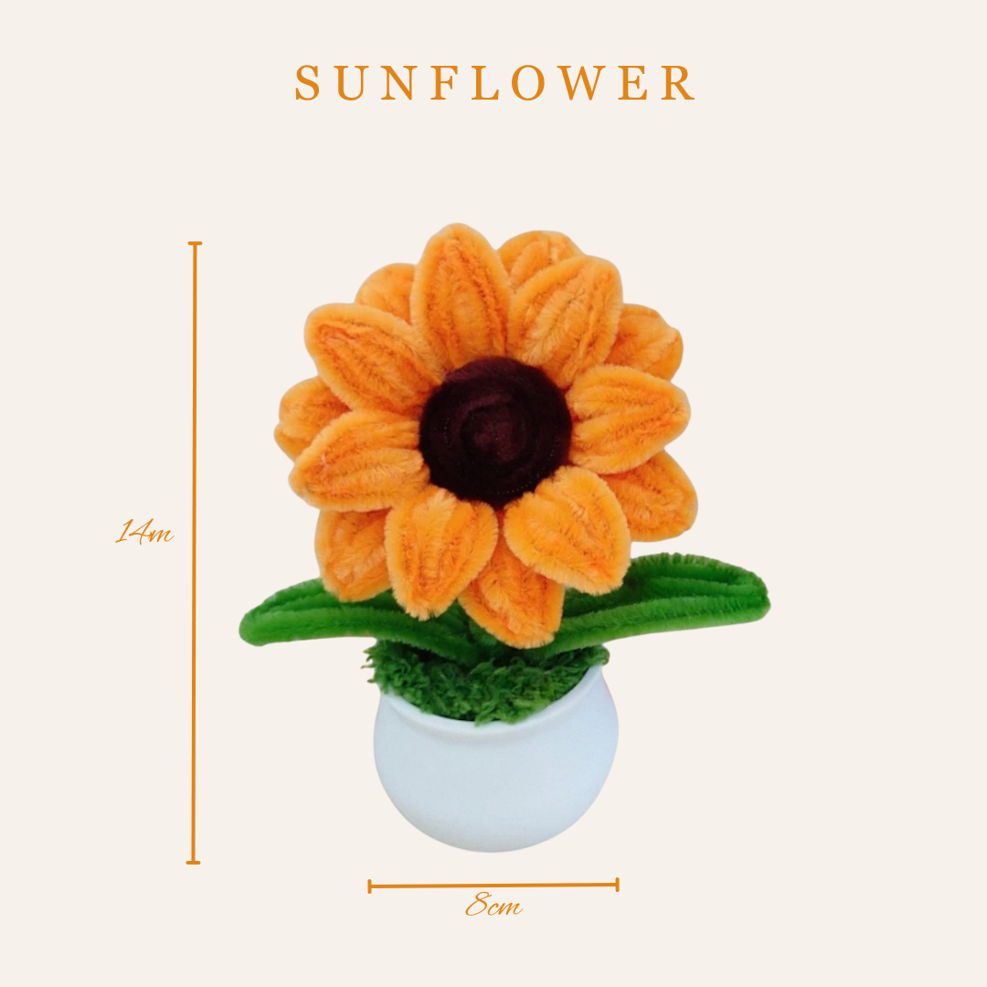 [不需要用熱溶膠製作] 扭扭棒|DIY材料包|太陽花小盆栽