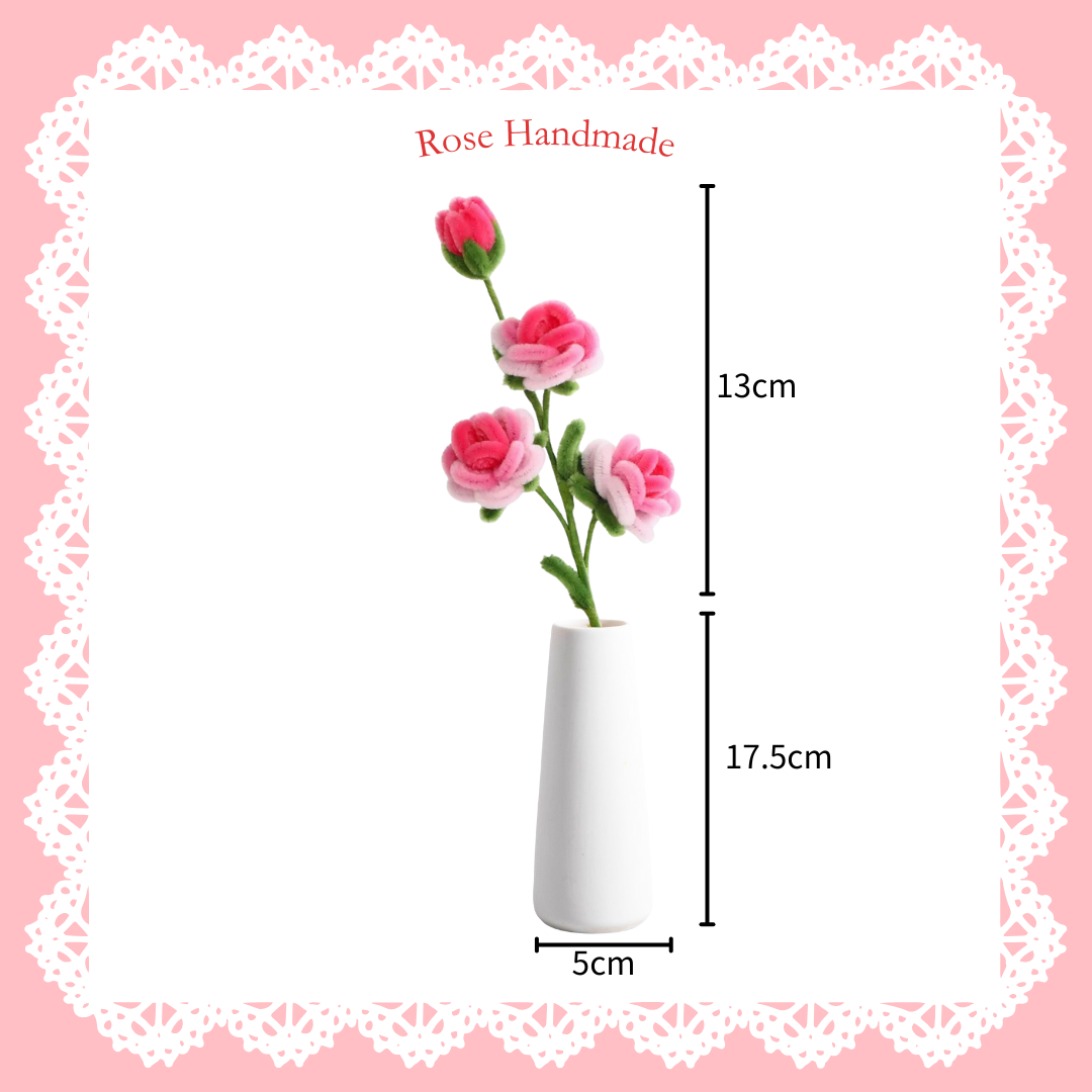 [不需要用熱溶膠製作] 扭扭棒|DIY材料包|一枝漸變玫瑰花(花瓶款)