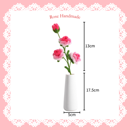 [不需要用熱溶膠製作] 扭扭棒|DIY材料包|一枝漸變玫瑰花(花瓶款)