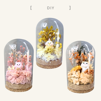 Night Light Glass Ball Everlasting Flower DIY Material Kit | Pink (Rose)