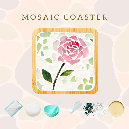 馬賽克杯墊|玫瑰花