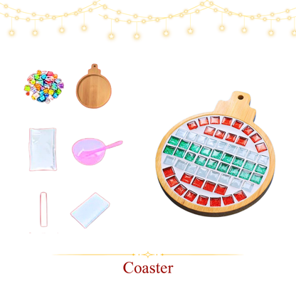 馬賽克杯墊|聖誕款|方形彩磚|聖誕波