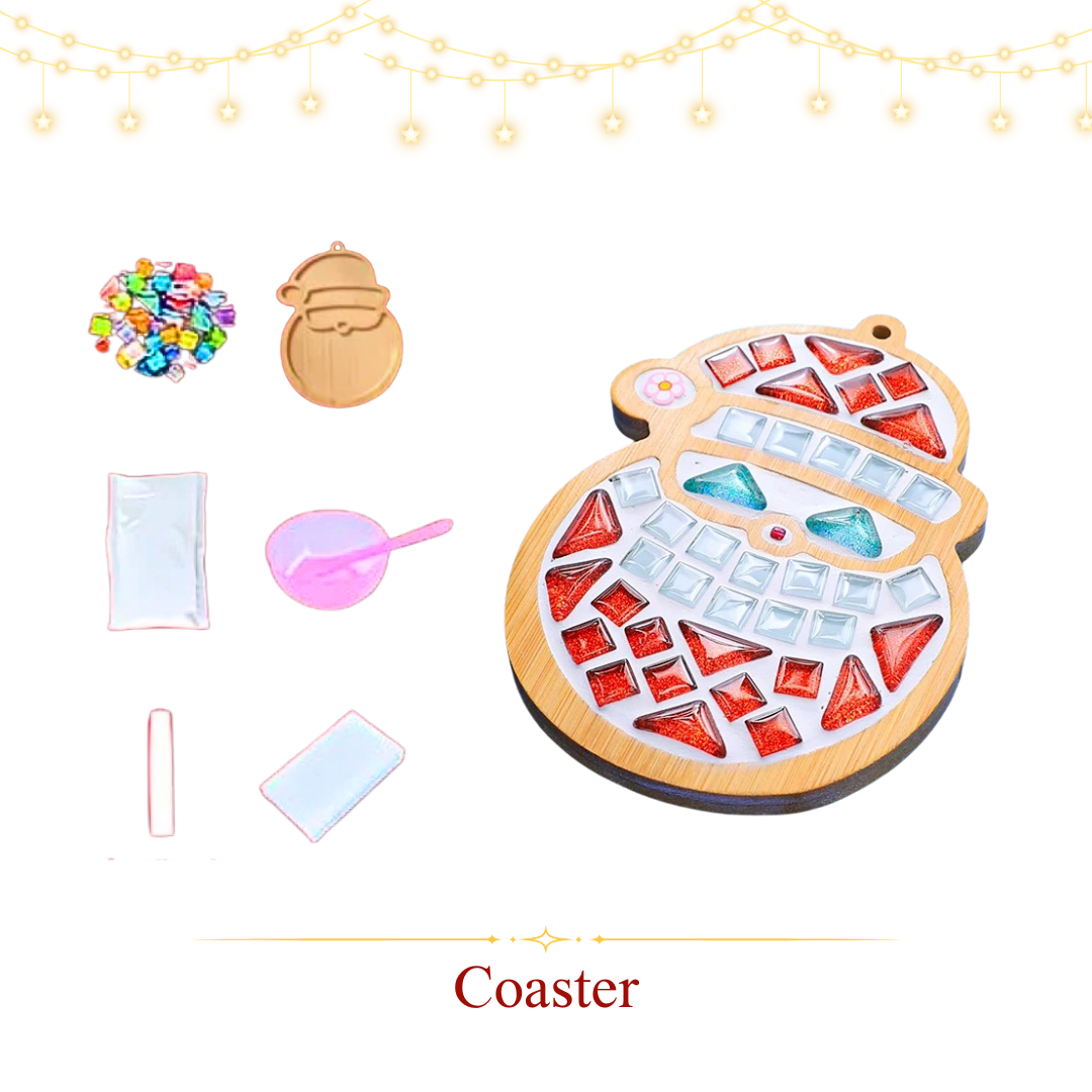 馬賽克杯墊|聖誕款|方形彩磚|聖誕老人