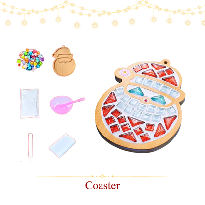 馬賽克杯墊|聖誕款|方形彩磚|聖誕老人