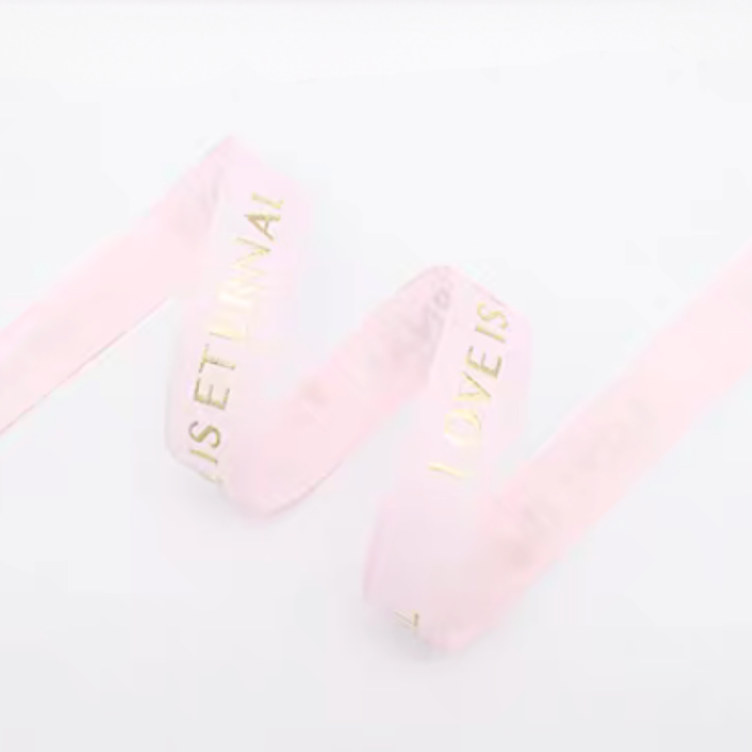 Flower Packaging Gold Foil Ribbon | Pink