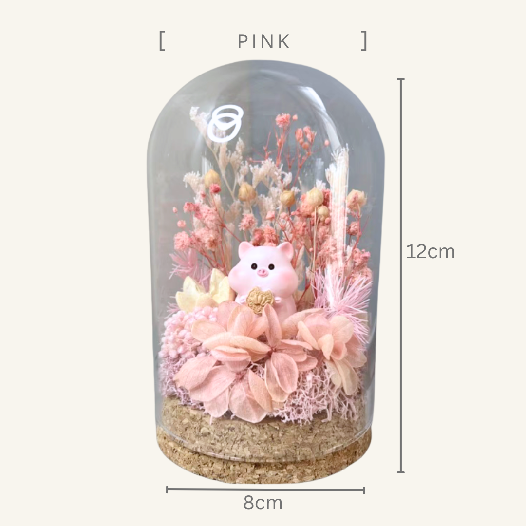 Night Light Glass Ball Everlasting Flower DIY Material Kit | Pink (Rose)