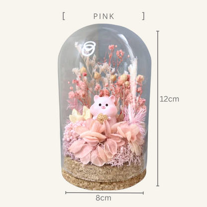 Night Light Glass Ball Everlasting Flower DIY Material Kit | Pink (Rose)