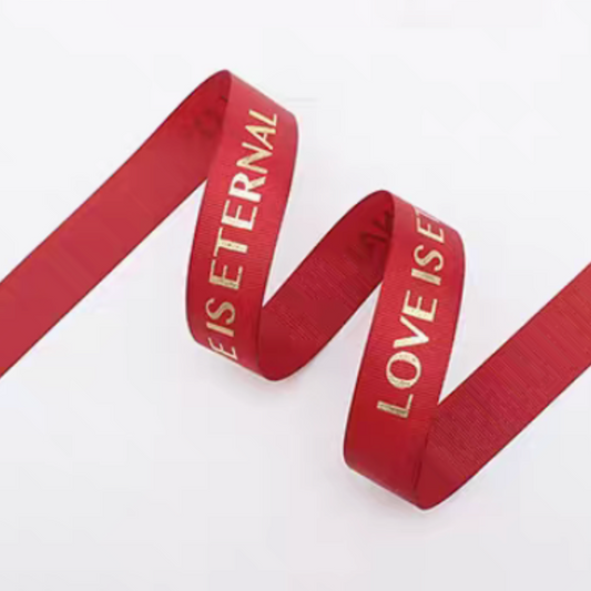 Flower Packaging Gold Stamping Ribbon | Red