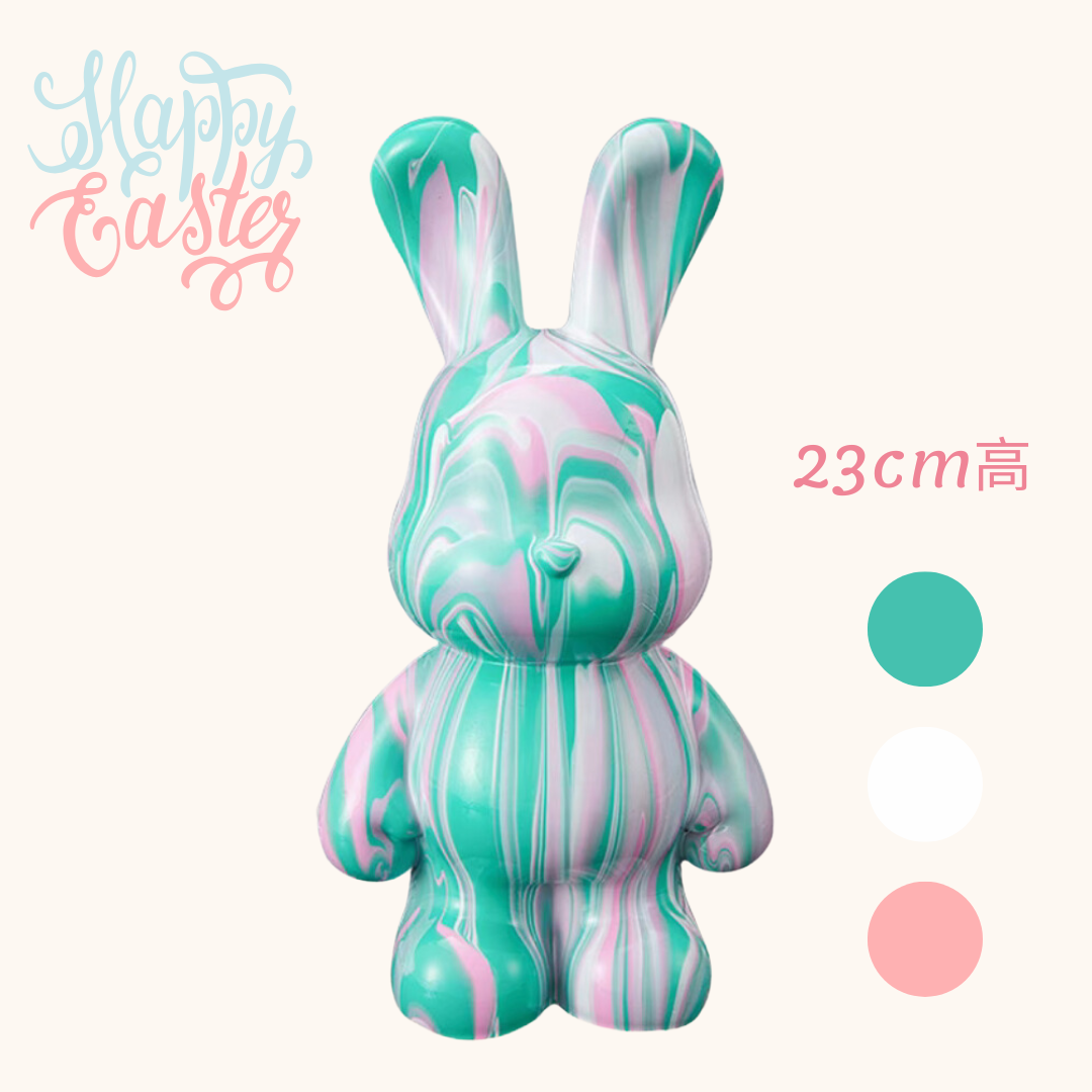 23cm兔仔流體(可儲錢)白胚|復活節DIY材料包|粉綠白 – Hato Workshop