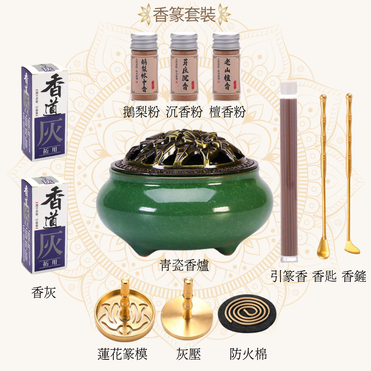 香篆套裝|青瓷香爐