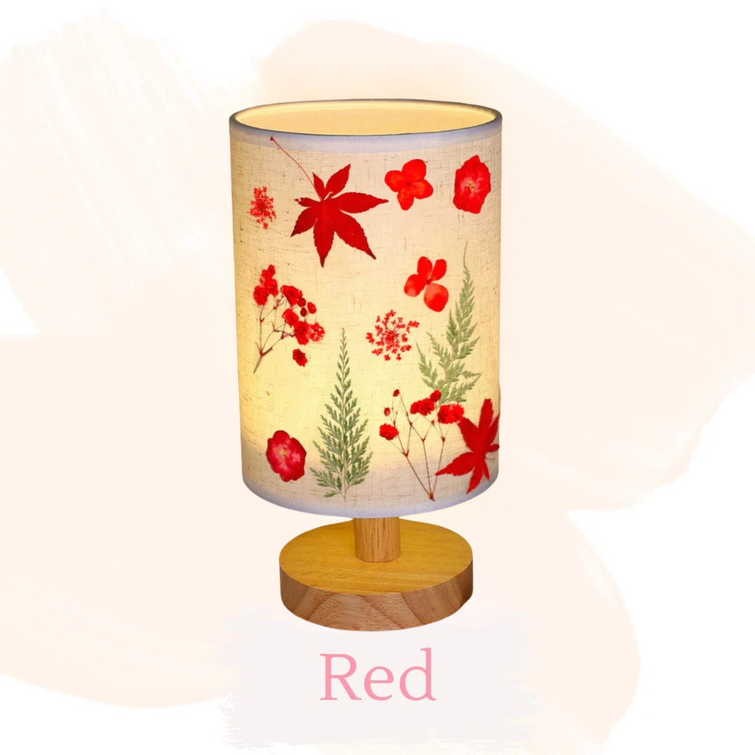 Retro Dried Flower Embossed Night Light Table Lamp Material Kit | Red Series | Handmade DIY Material Kit | Children's Mother's Day Parent-Child Student Company Group Interest Class Simple DIY Handmade Workshop