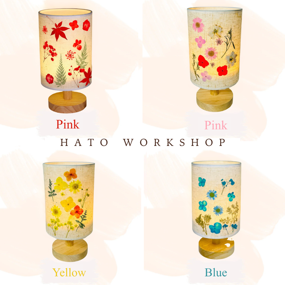 Retro Dried Flower Embossed Night Light Table Lamp Material Kit | Pink Series | Handmade DIY Material Kit | Children's Mother's Day Parent-Child Student Company Group Interest Class Simple DIY Handmade Workshop