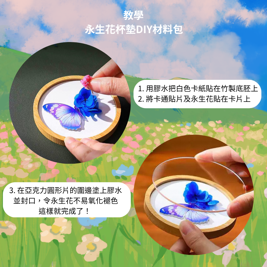 永生花杯墊DIY材料包|小貓