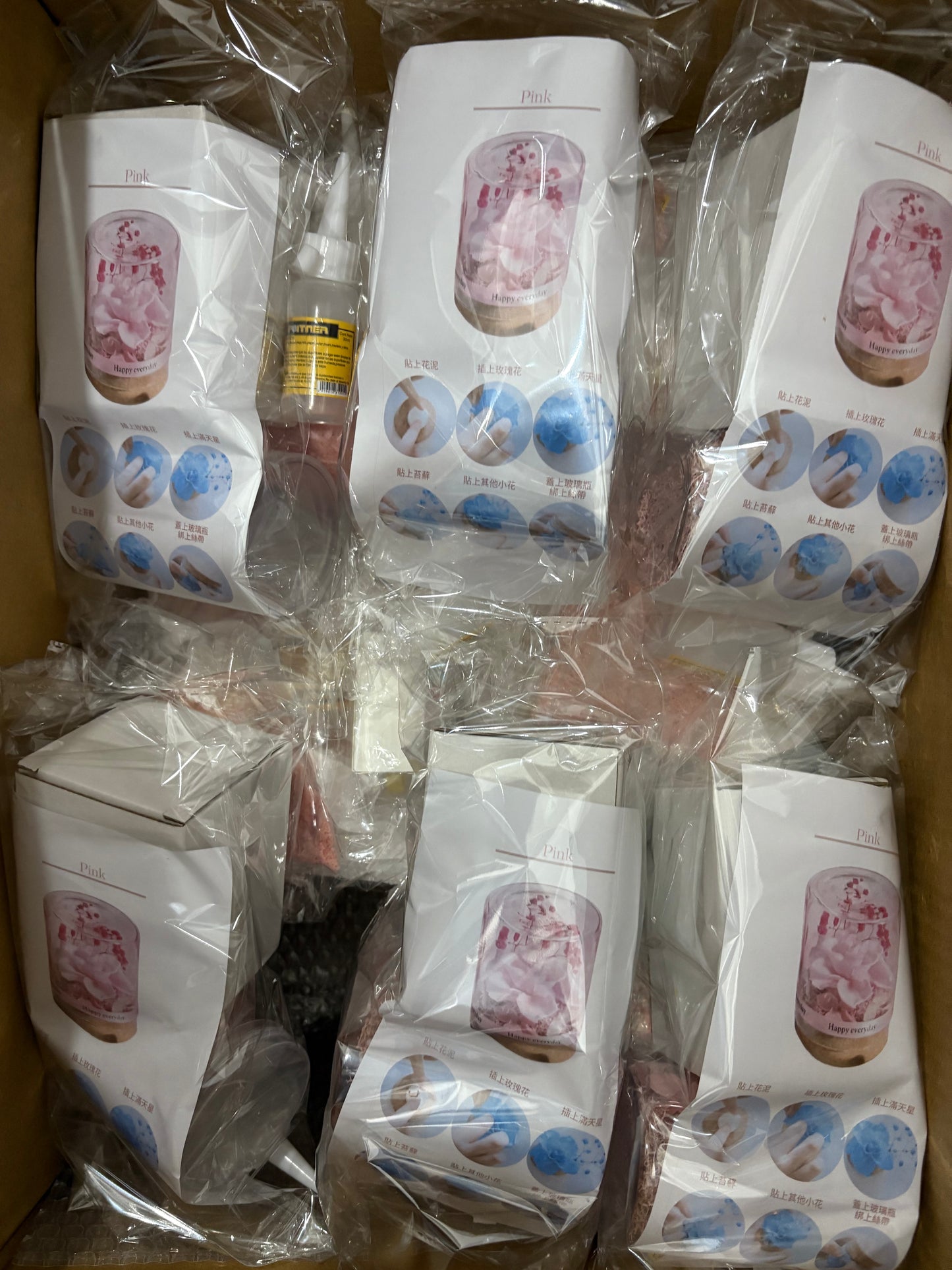 玫瑰花永生花|直筒玻璃罩DIY材料包|一套可做6個