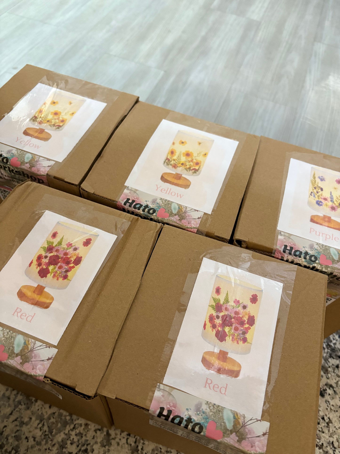 企業客製DIY手工材料包|公司活動|訂做DIY材料包印logo|復古乾花壓花小夜燈枱燈