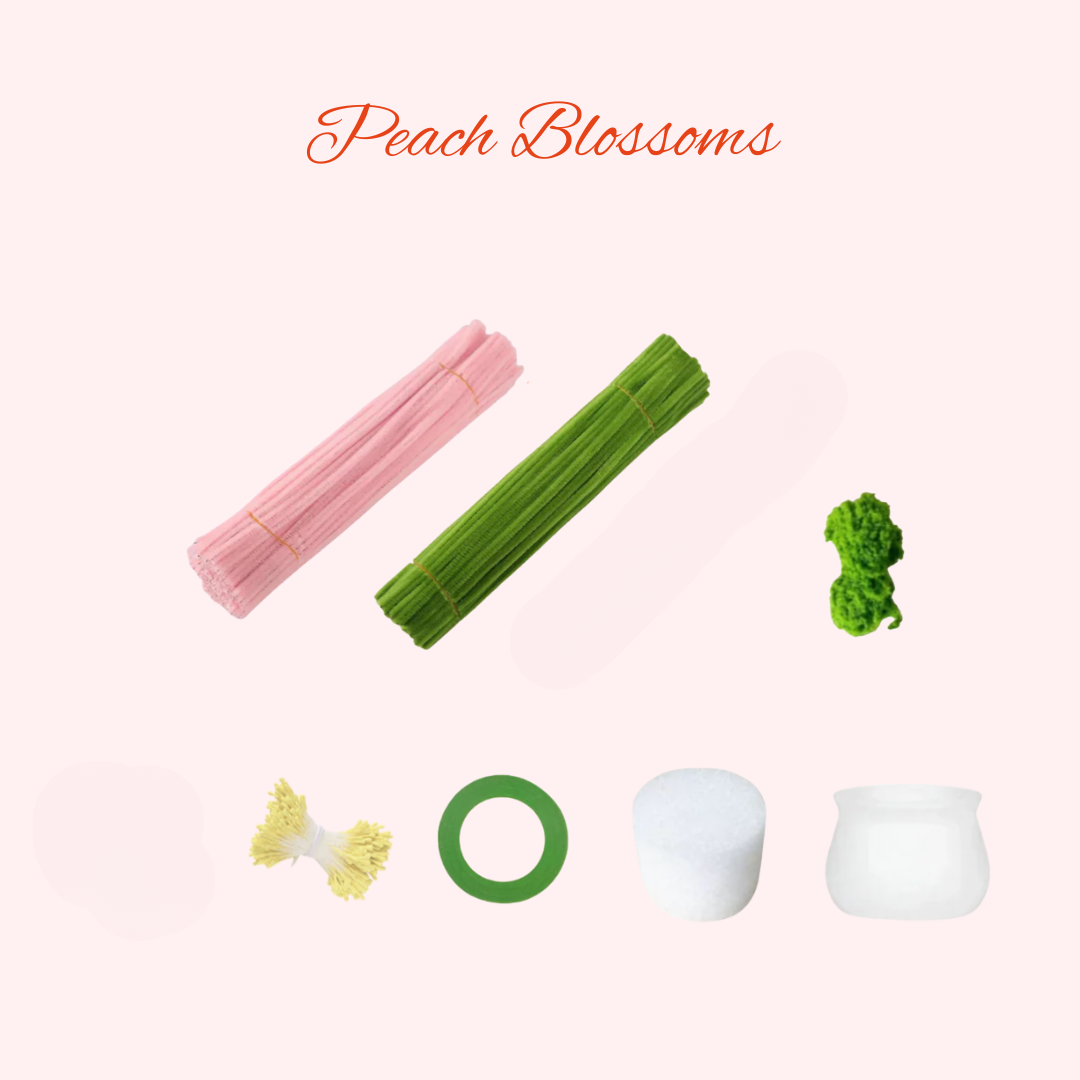 [不需要用熱溶膠製作] 新年扭扭棒|DIY材料包|小桃花盆栽