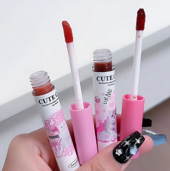 Cute Cat Mirror Lip Glaze Set | 6-Color Lip Stain |HomeHato