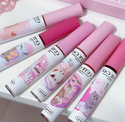 Cute Cat Mirror Lip Glaze Set | 6-Color Lip Stain |HomeHato