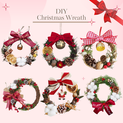 聖誕花環藤圈手作材料包|Christmas Wreath DIY|圓形花圈